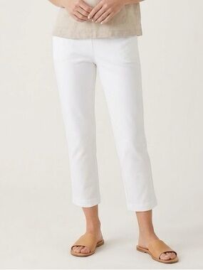 Pure Jill J. Jill Pima Slim Leg Cropped Pants Cotton Modal White Size M Petite